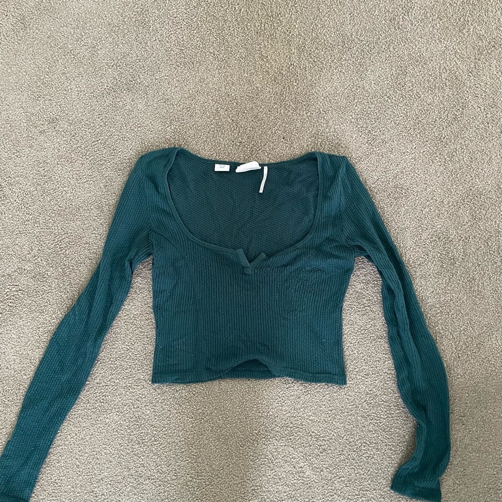 Free People Out From Under Teal/Green Long Sleeve Tshirt